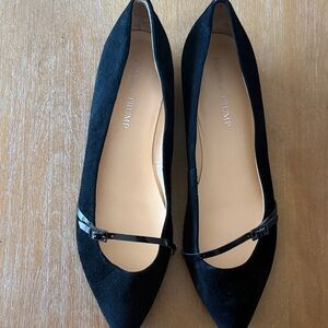 Ivanka Trump Black Suede Flats with Strap
